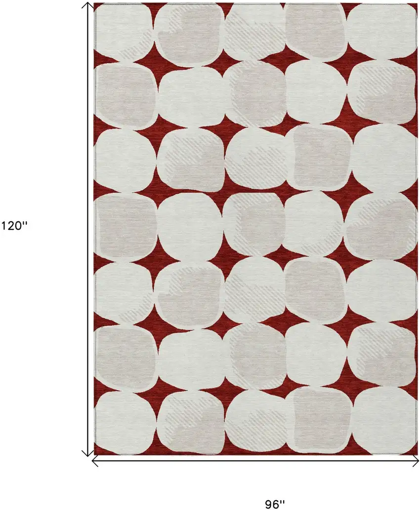 Burgundy Beige And Ivory Abstract Washable Indoor Outdoor Area Rug Photo 3