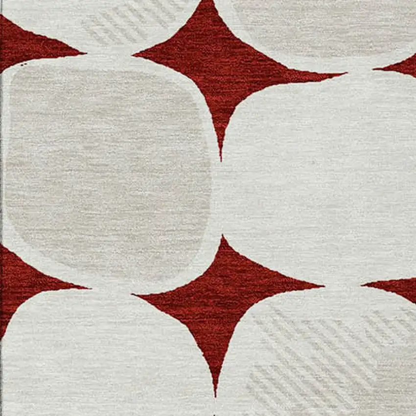 Burgundy Beige And Ivory Abstract Washable Indoor Outdoor Area Rug Photo 6