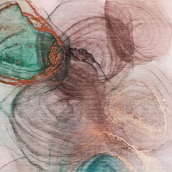 Burgundy Blue And Ivory Abstract Washable Area Rug With UV Protection Photo 3