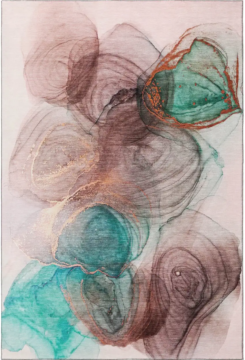 Burgundy Blue And Ivory Abstract Washable Area Rug With UV Protection Photo 4