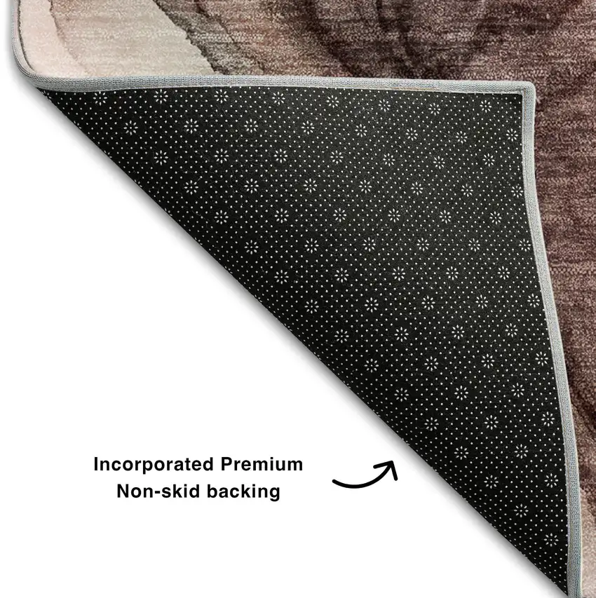 Burgundy Blue And Ivory Abstract Washable Area Rug With UV Protection Photo 7