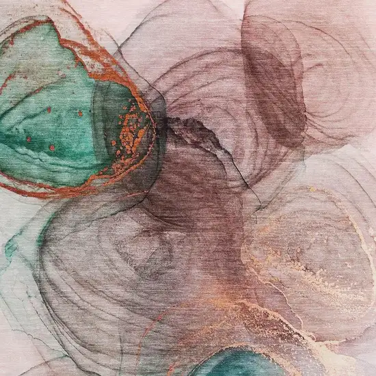 Burgundy Blue And Ivory Abstract Washable Area Rug With UV Protection Photo 3