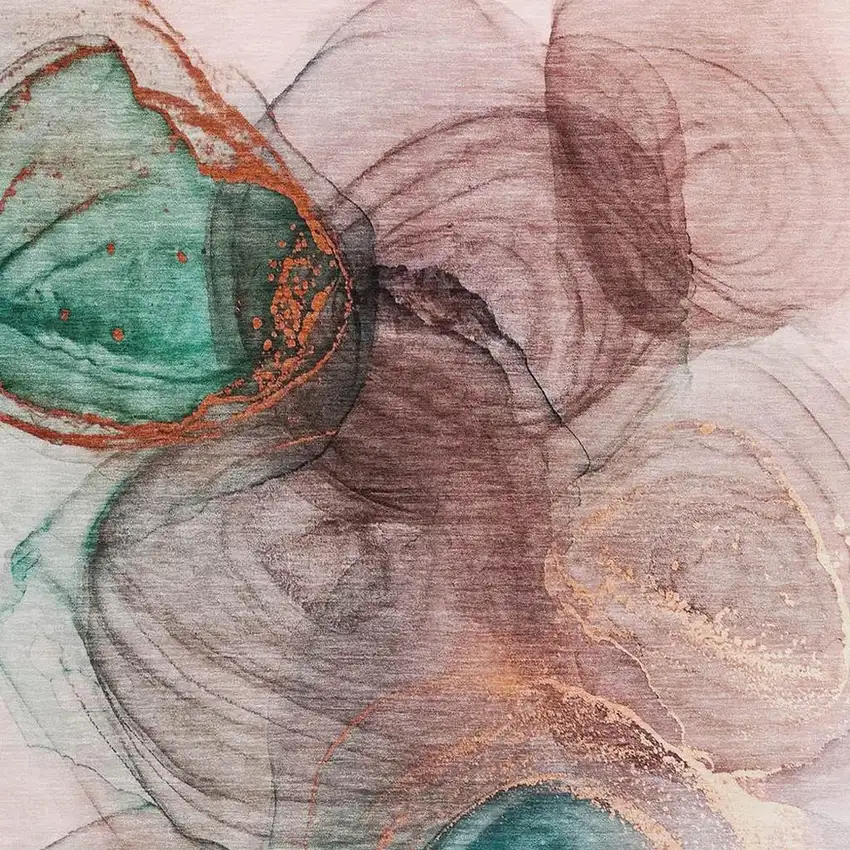 Burgundy Blue And Ivory Abstract Washable Area Rug With UV Protection Photo 3