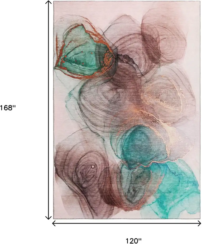 Burgundy Blue And Ivory Abstract Washable Area Rug With UV Protection Photo 3