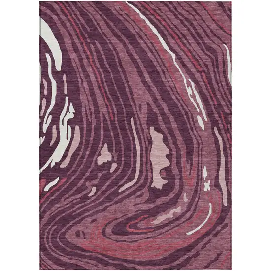 Burgundy Brick Red And Ivory Abstract Washable Indoor Outdoor Area Rug Photo 2