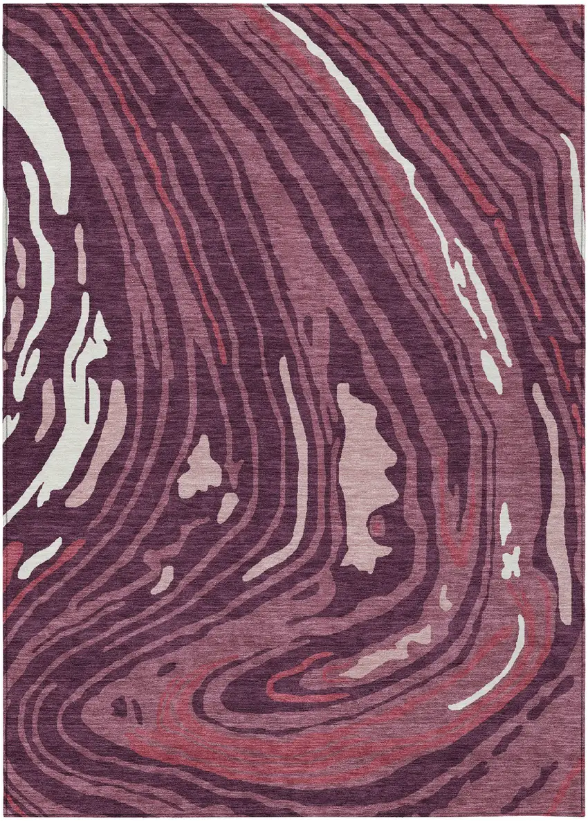 Burgundy Brick Red And Ivory Abstract Washable Indoor Outdoor Area Rug Photo 2