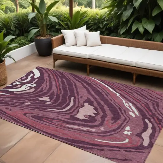 Burgundy Brick Red And Ivory Abstract Washable Indoor Outdoor Area Rug Photo 1