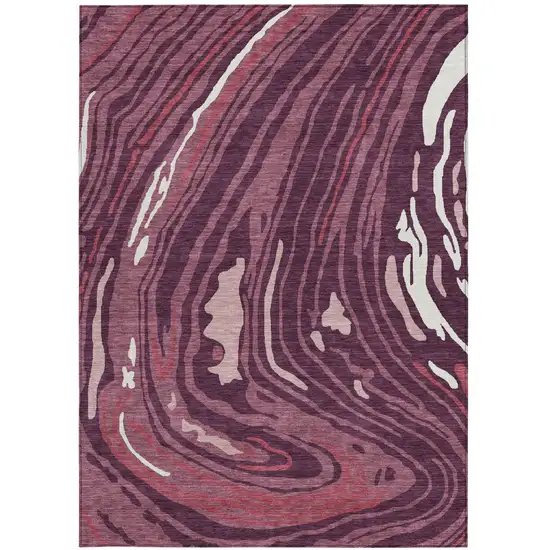 Burgundy Brick Red And Ivory Abstract Washable Indoor Outdoor Area Rug Photo 7