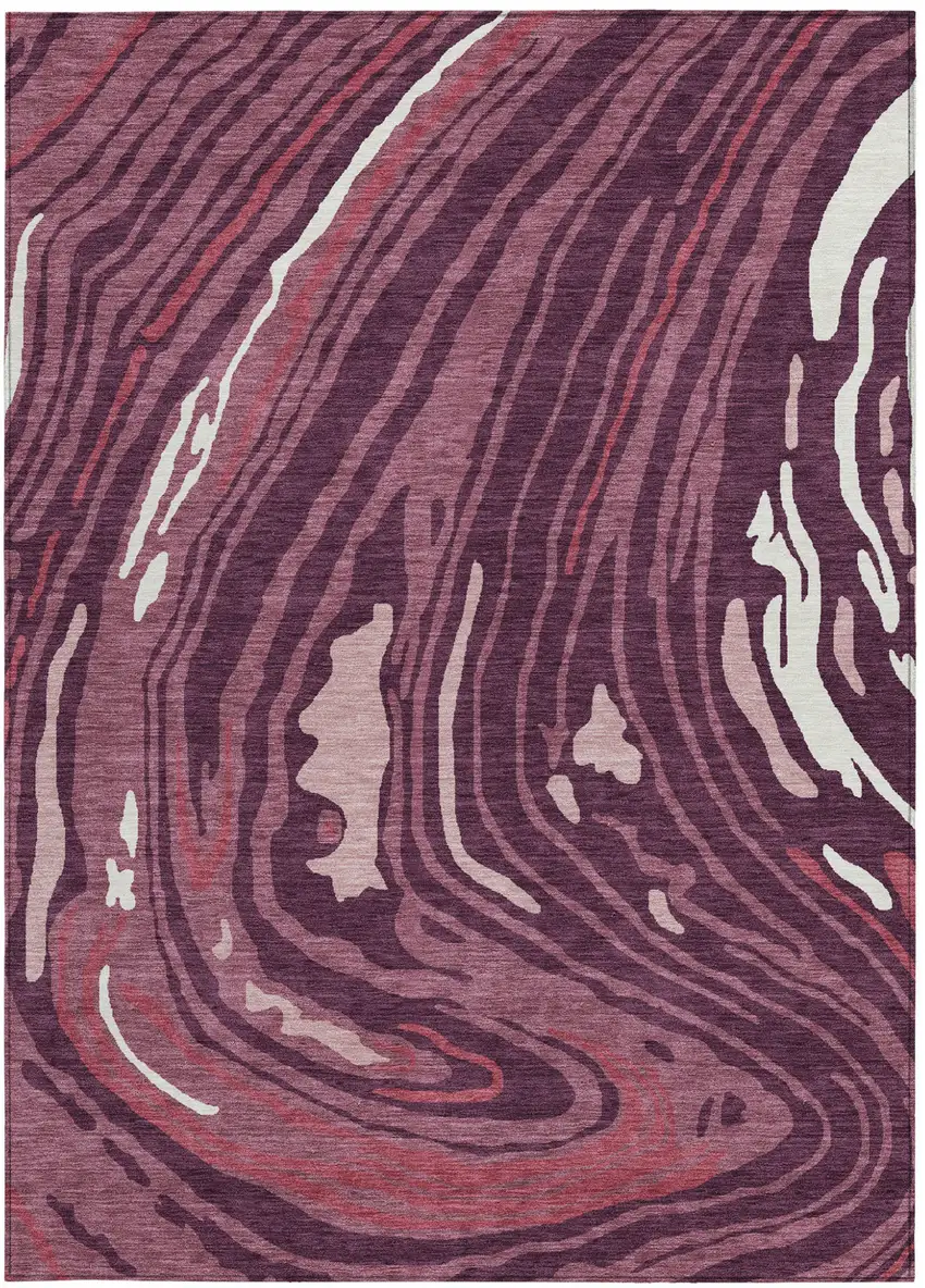 Burgundy Brick Red And Ivory Abstract Washable Indoor Outdoor Area Rug Photo 7