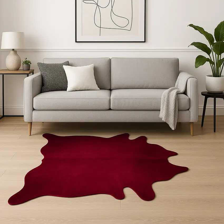 Burgundy Cowhide Area Rug Photo 1