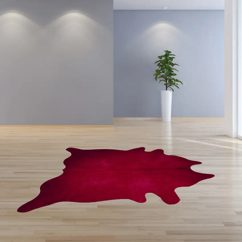 Burgundy Cowhide Area Rug Photo 6