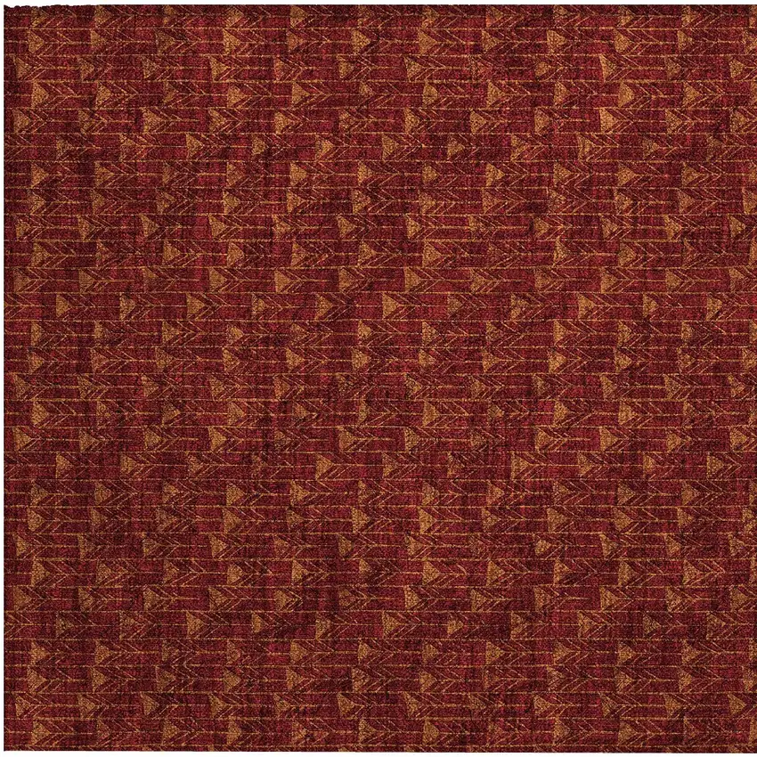 Burgundy Geometric Washable Non Skid Indoor Outdoor Area Rug Photo 7
