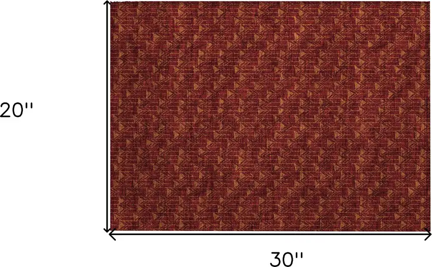 Burgundy Geometric Washable Non Skid Indoor Outdoor Area Rug Photo 3