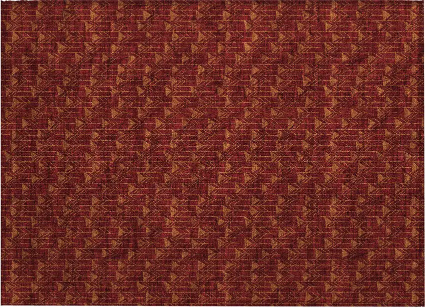 Burgundy Geometric Washable Non Skid Indoor Outdoor Area Rug Photo 2