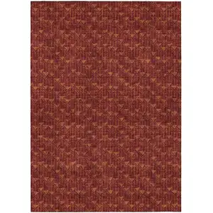 Photo of Burgundy Geometric Washable Non Skid Indoor Outdoor Area Rug