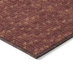 Photo of Burgundy Geometric Washable Non Skid Indoor Outdoor Area Rug