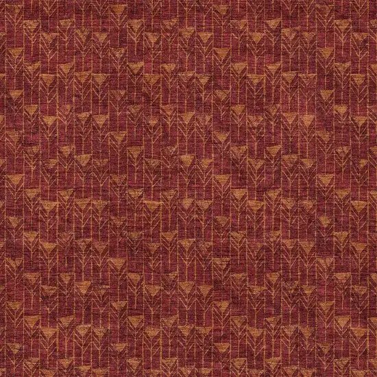 Burgundy Geometric Washable Non Skid Indoor Outdoor Area Rug Photo 9