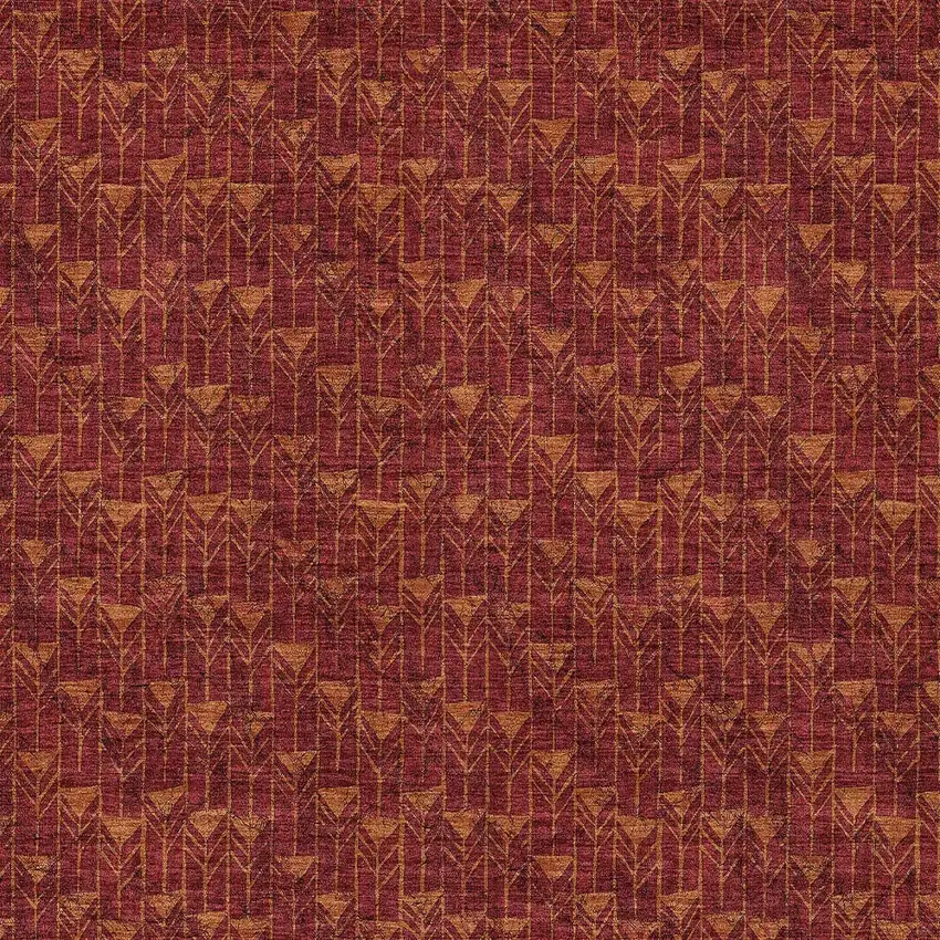 Burgundy Geometric Washable Non Skid Indoor Outdoor Area Rug Photo 9