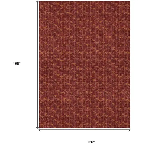 Burgundy Geometric Washable Non Skid Indoor Outdoor Area Rug Photo 7