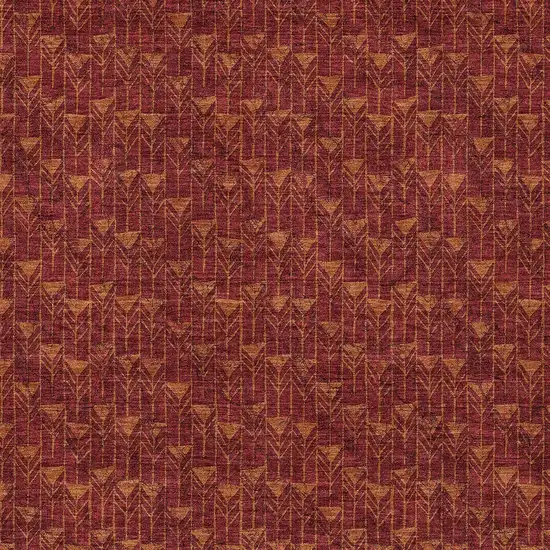 Burgundy Geometric Washable Non Skid Indoor Outdoor Area Rug Photo 8