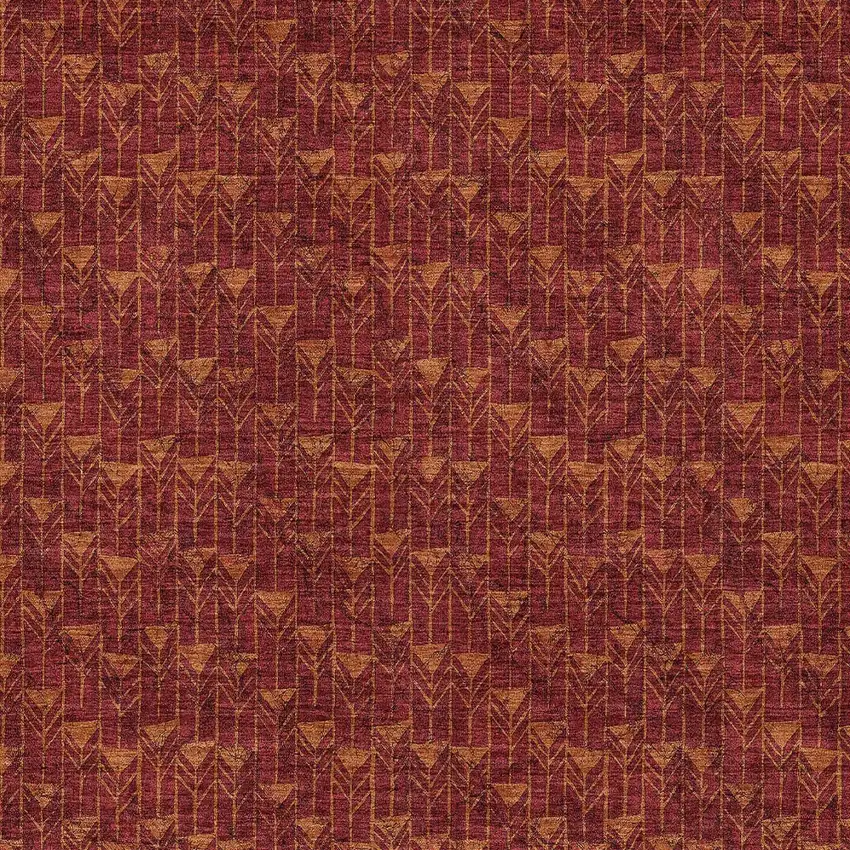 Burgundy Geometric Washable Non Skid Indoor Outdoor Area Rug Photo 8
