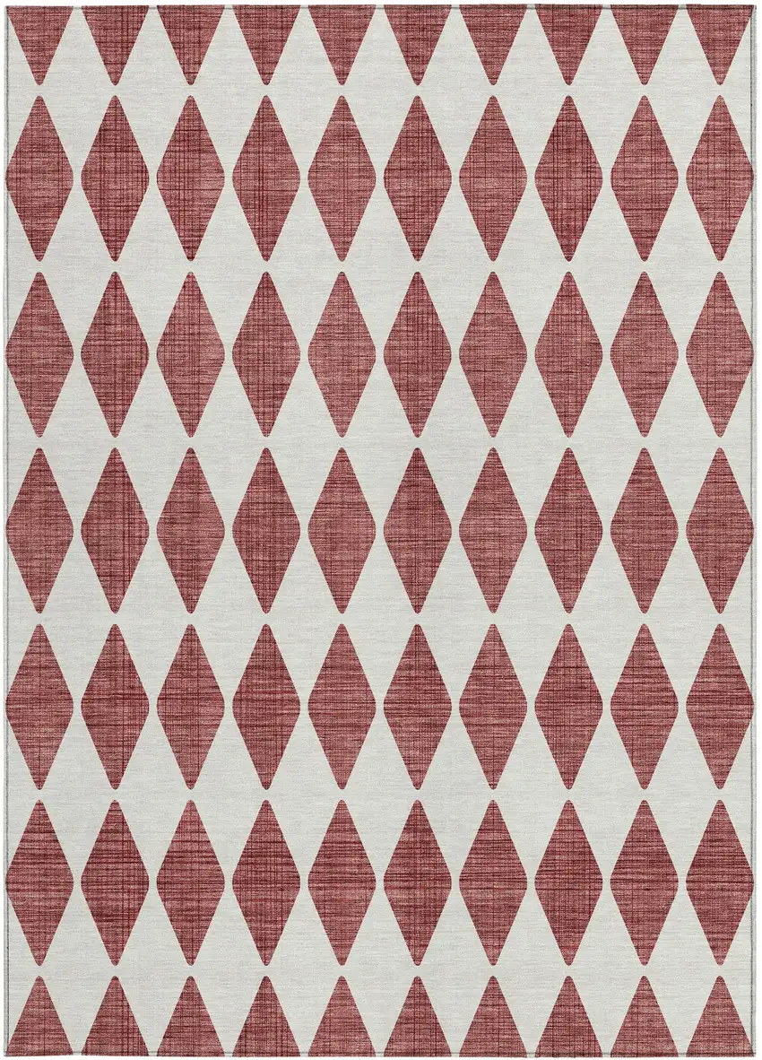 Burgundy Geometric Washable Non Skid Indoor Outdoor Area Rug Photo 5