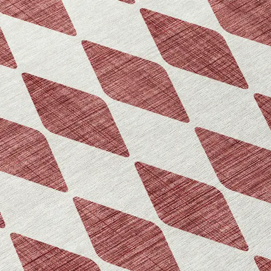 Burgundy Geometric Washable Indoor Outdoor Area Rug Photo 6