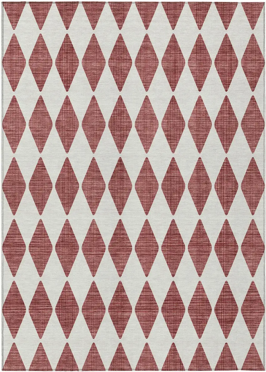 Burgundy Geometric Washable Non Skid Indoor Outdoor Area Rug Photo 2