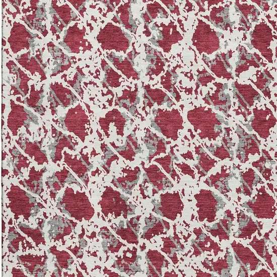 Burgundy Gray And Ivory Abstract Washable Area Rug With UV Protection Photo 2