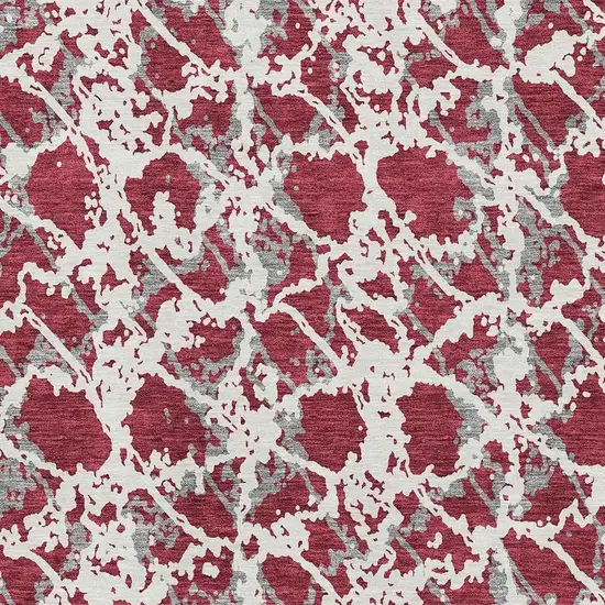 Burgundy Gray And Ivory Abstract Washable Area Rug With UV Protection Photo 2