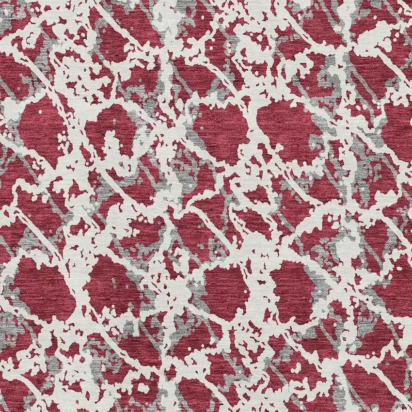 Burgundy Gray And Ivory Abstract Washable Area Rug With UV Protection Photo 2