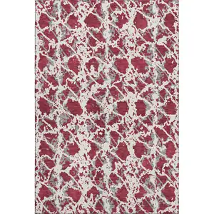 Photo of Burgundy Gray And Ivory Abstract Washable Area Rug With UV Protection