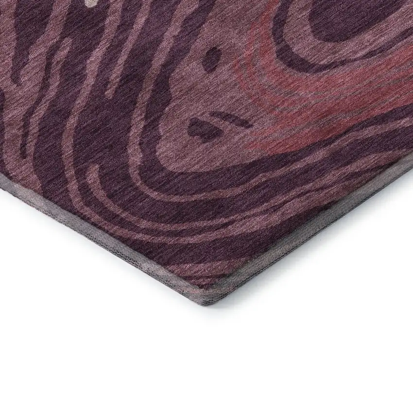 Burgundy Ivory And Blush Abstract Washable Area Rug With UV Protection Photo 8