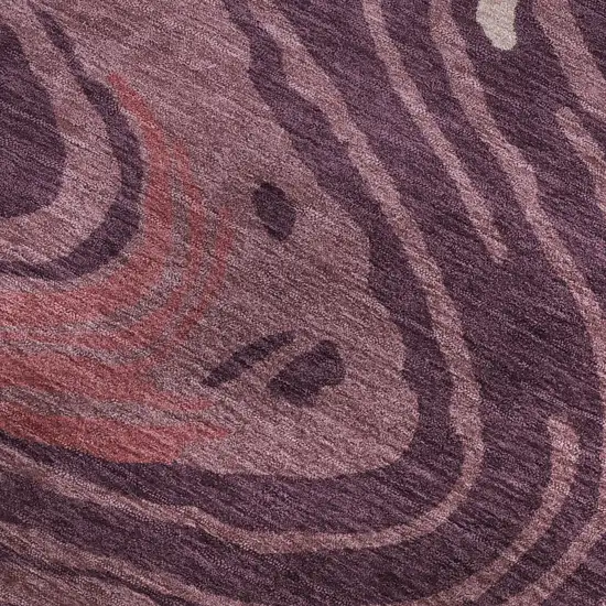 Burgundy Ivory And Blush Abstract Washable Area Rug With UV Protection Photo 3