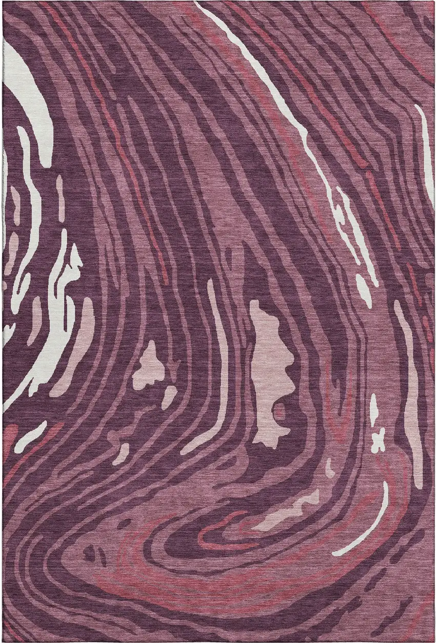 Burgundy Ivory And Blush Abstract Washable Area Rug With UV Protection Photo 6