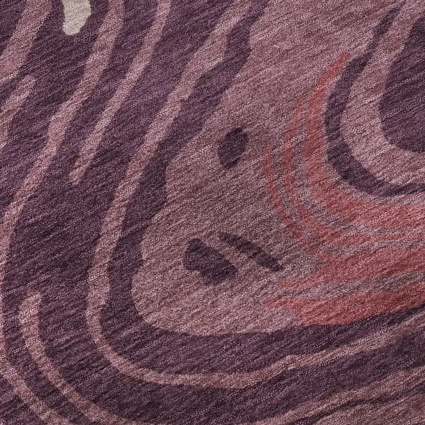 Burgundy Ivory And Blush Abstract Washable Area Rug With UV Protection Photo 1