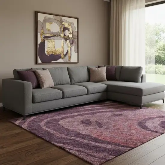 Burgundy Ivory And Blush Abstract Washable Area Rug With UV Protection Photo 2