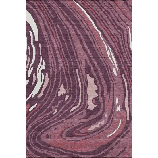Burgundy Ivory And Blush Abstract Washable Area Rug With UV Protection Photo 6