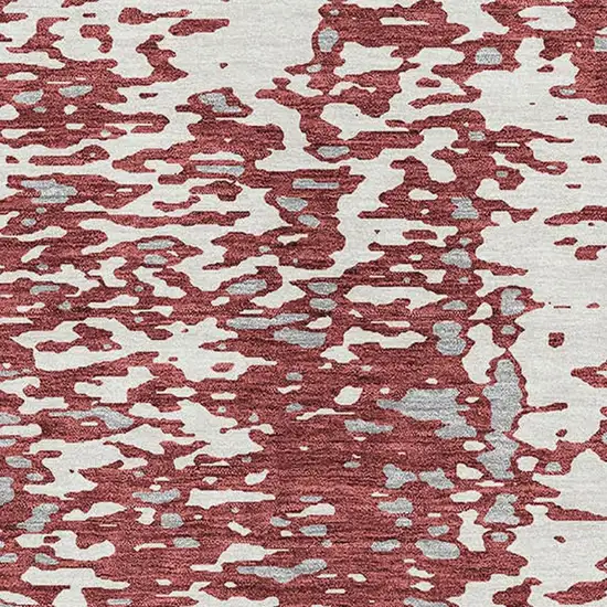 Burgundy Ivory And Gray Abstract Washable Area Rug With UV Protection Photo 2
