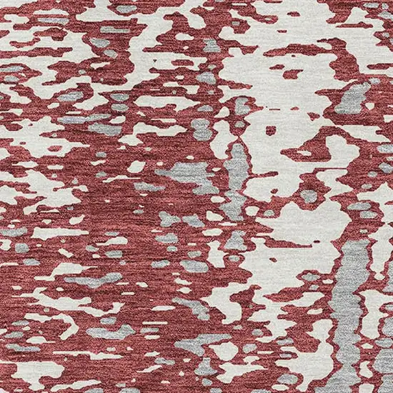 Burgundy Ivory And Gray Abstract Washable Area Rug With UV Protection Photo 2