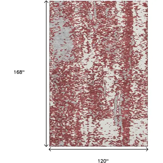 Burgundy Ivory And Gray Abstract Washable Area Rug With UV Protection Photo 9