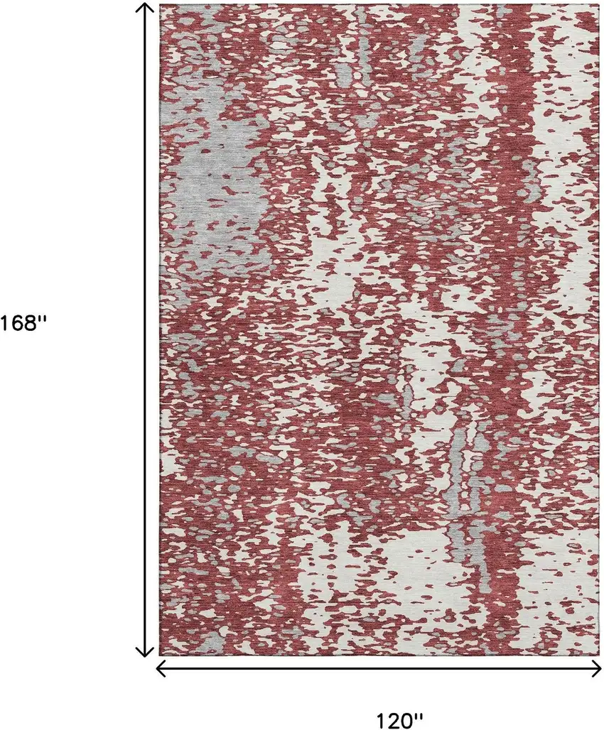 Burgundy Ivory And Gray Abstract Washable Area Rug With UV Protection Photo 9