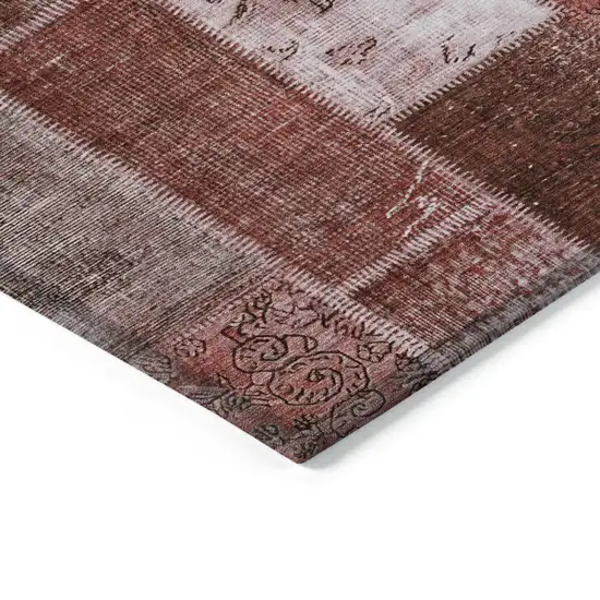 Burgundy Merlot And Blush Patchwork Washable Indoor Outdoor Area Rug Photo 4