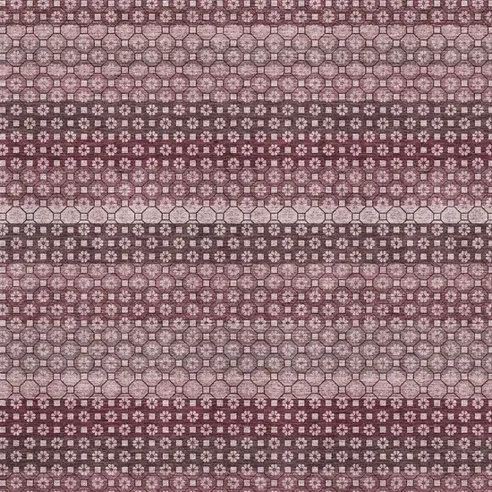 Burgundy Merlot And Pink Striped Washable Area Rug With UV Protection Photo 2