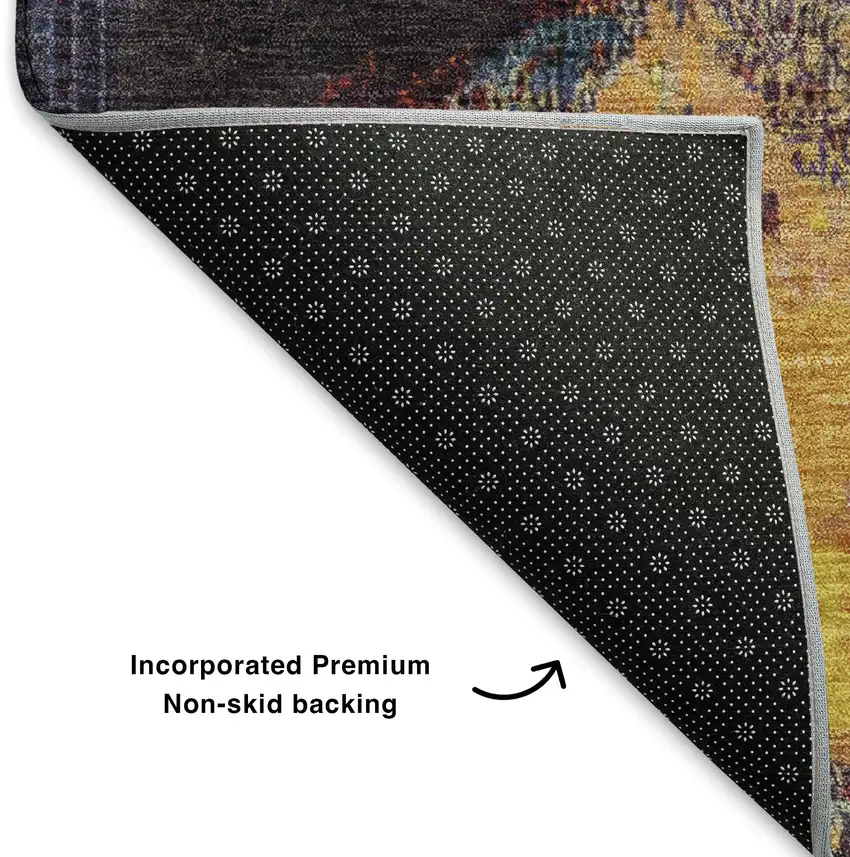 Burgundy Pink And Blue Abstract Washable Area Rug With UV Protection Photo 4