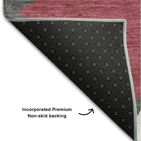 Burgundy Pink And Ivory Geometric Washable Area Rug With UV Protection Photo 6