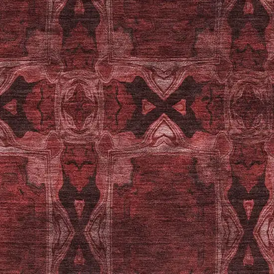 Burgundy Red And Gray Floral Medallion Washable Area Rug With UV Protection Photo 3
