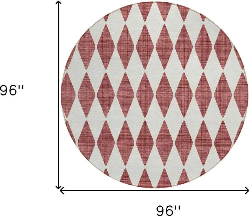 8' Burgundy Round Geometric Washable Indoor Outdoor Area Rug Photo 3