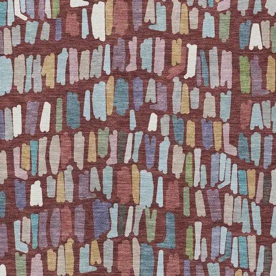 Burgundy Teal Blue And Green Striped Washable Indoor Outdoor Area Rug Photo 2