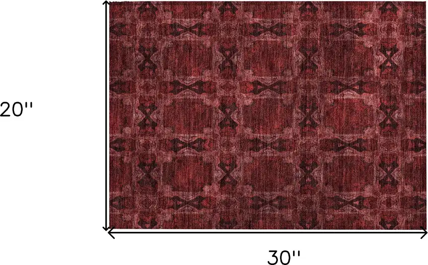 Burgundy and Black Floral Medallion Washable Non Skid Indoor Outdoor Area Rug Photo 3